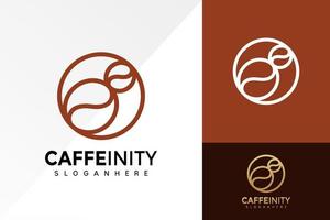 diseño de logotipo de café infinito, vector de logotipos de empresas de coffeine, logotipo moderno, plantilla de ilustración de vector de diseños de logotipo