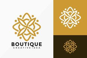 Minimalist Flower Boutique Logo Vector Design. Abstract emblem, designs concept, logos, logotype element for template.