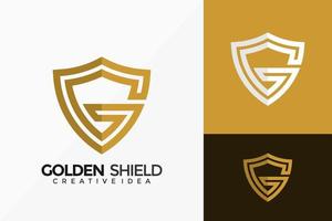 Letra g diseño de vector de logotipo de escudo dorado. emblema abstracto, concepto de diseños, logotipos, elemento de logotipo para plantilla.