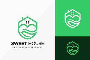 Diseño de logotipo de hoja de casa dulce, diseños de logotipos de identidad de marca, plantilla de ilustración vectorial vector