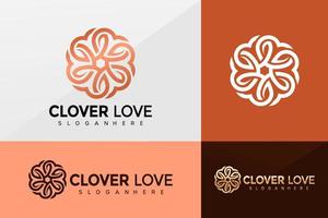 Clover Love logo vector, Flower Love Logos design, modern logo, Logo Designs Vector Illustration Template