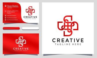 Abstract Medical Plus creative logo design vector illustration, minimalist elegant, modern company business card template