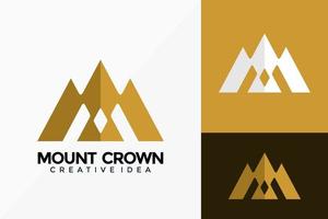 Luxury Mountain Crown Logo Vector Design. Abstract emblem, designs concept, logos, logotype element for template.