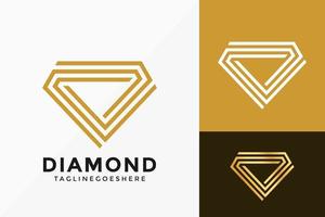 Golden Diamond Logo Vector Design. Abstract emblem, designs concept, logos, logotype element for template.