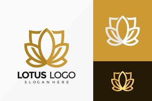 Gold Lotus Shield Logo Vector Design. Abstract emblem, designs concept, logos, logotype element for template.
