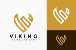 Letra v diseño de logotipo vikingo, diseños de logotipos modernos creativos, plantilla de ilustración vectorial vector