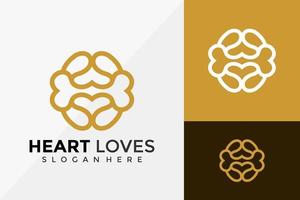 El corazón ama el diseño de logotipos de lujo, diseños de logotipos de identidad de marca, plantilla de ilustración vectorial vector