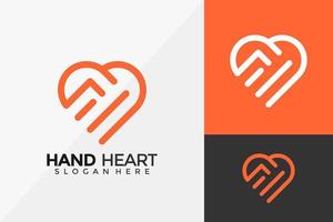 Diseño de logotipo de corazón de mano, plantilla de ilustración de vector de diseños de logotipo moderno