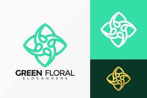 Green Floral Luxury Logo Vector Design. Abstract emblem, designs concept, logos, logotype element for template.