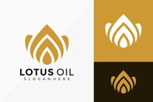 Diseño de logotipo de aceite de loto dorado, diseños de logotipos modernos creativos, plantilla de ilustración vectorial vector