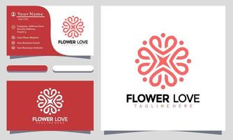 vector de logotipo de flor de amor, diseño de logotipo de flores de belleza, logotipo moderno, plantilla de ilustración de vector de diseños de logotipo