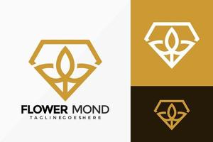 Luxury Diamond Flower Logo Vector Design. Abstract emblem, designs concept, logos, logotype element for template.