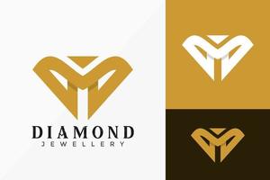 Diseño de vector de logotipo de lujo letra m diamante. emblema abstracto, concepto de diseños, logotipos, elemento de logotipo para plantilla.