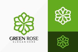 Green Rose Floral Logo Vector Design. Abstract emblem, designs concept, logos, logotype element for template.