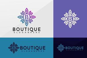 vector de logotipo de boutique de flores, diseño de logotipos de loto, logotipo moderno, plantilla de ilustración de vector de diseños de logotipos