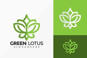 Green Flower Lotus Logo Vector Design. Abstract emblem, designs concept, logos, logotype element for template.