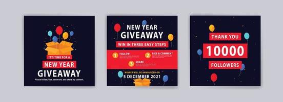 New year giveaway. Happy new year 2022 banner. Banner vector illustration for background, greeting card, and postcard.