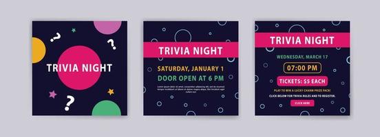 Trivia night. Vector poster and social media post template.