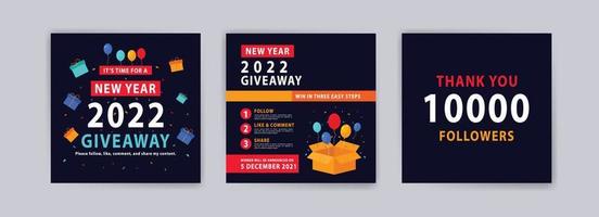 New year giveaway. Happy new year 2022 banner. Banner vector illustration for background, greeting card, and postcard.