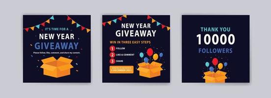 New year giveaway. Happy new year 2022 banner. Banner vector illustration for background, greeting card, and postcard.