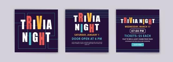 Trivia night. Vector poster and social media post template.