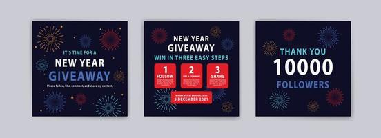 New year giveaway. Happy new year 2022 banner. Banner vector illustration for background, greeting card, and postcard.