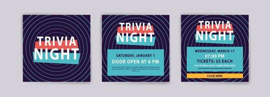 Trivia night. Vector poster and social media post template.