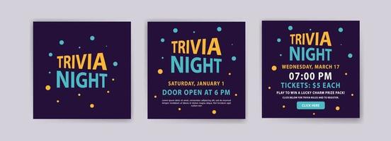 noche de trivia. cartel de vector y plantilla de publicación de redes sociales.