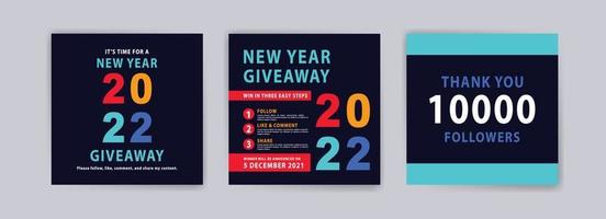 New year giveaway. Happy new year 2022 banner. Banner vector illustration for background, greeting card, and postcard.