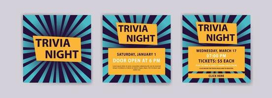 Trivia night. Vector poster and social media post template.