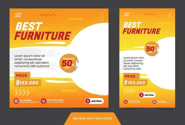 social media post feed and story template furniture banner or flyer for social media post with brush style