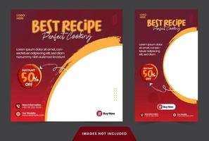 social media post feed and story recipe feed and story design banner or flyer for social media post vector