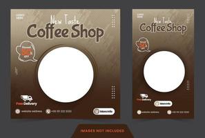 social media post feed and story Coffee pack shop banner or flyer for social media post template