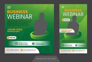 social media post feed and story online Webinar course template banner or flyer design with green color vector
