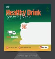 banner o volante de plantilla de bebida saludable para publicación en redes sociales para vector de publicidad de publicación en redes sociales