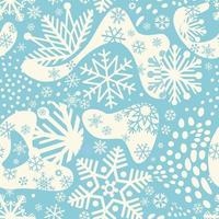 Snow seamless pattern. Artistic winter background with dots and snowflakes. Seasonal drawn texture. Winter holiday backdrop. Christmas collection. vector
