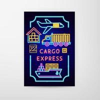 Cargo Express Neon Flyer vector