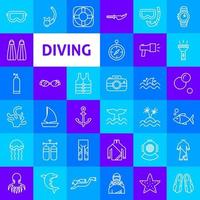 Diving Line Icons vector