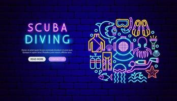 Scuba Diving Neon Banner Design vector