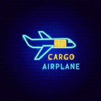 Cargo Airplane Neon Label vector