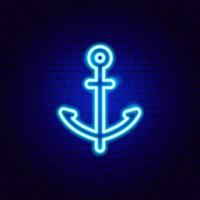 Marine Anchor Neon Sign vector