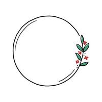 Chrirtmas floral frame with circle shape vector