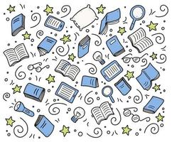 Set of hand drawn book doodle elements vector