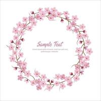 Sakura Flower Wreath Round Frame vector