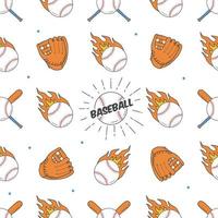 patrón sin costuras de béisbol. patrón de murciélago, pelota y guantes vector