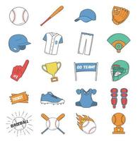 conjunto de icono de béisbol vector