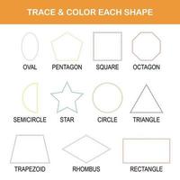 Trace and color worksheet vector