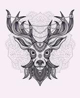 illustration  deer head mandala ornament style vector