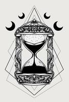 ilustración, vector, antigüedad, reloj de arena, ornamento vector