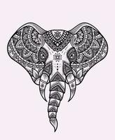 Ilustración cabeza de elefante estilo mandala adorno vector